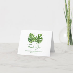 Carte De Remerciements Elégante aquarelle Baby shower de palme tropicale