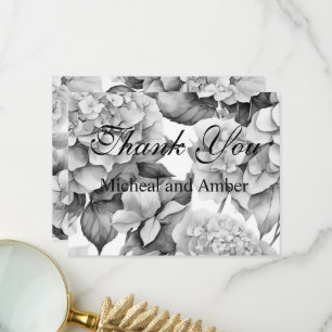 Carte De Remerciements Elégante aquarelle blanche grise noire