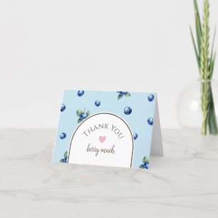 Carte De Remerciements Elégante aquarelle Bleu doux Berry Anniversaire