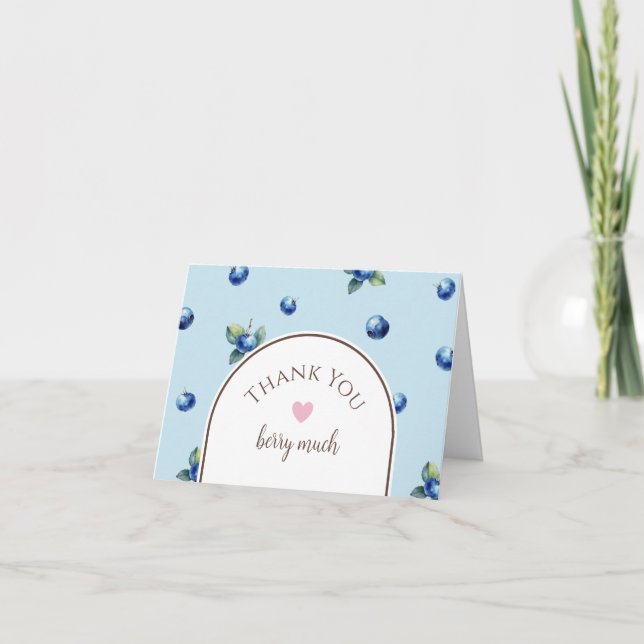 Carte De Remerciements Elégante aquarelle Bleu doux Berry Anniversaire (Devant)