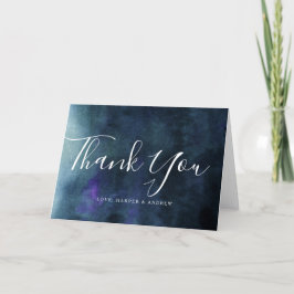 Carte De Remerciements Elégante aquarelle bleu marine