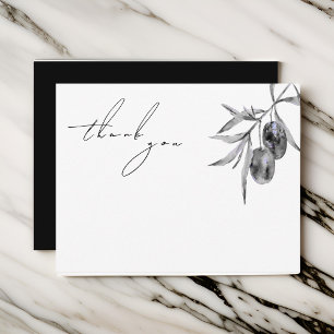 Carte De Remerciements Elégante aquarelle Branche d'olive