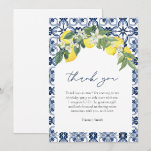 Carte De Remerciements Elégante aquarelle Citron Positano