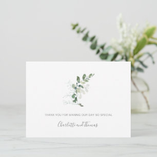 Carte De Remerciements Elégante aquarelle Eucalyptus Mariage vert