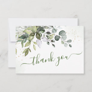 Carte De Remerciements Elégante aquarelle Eucalyptus Mariage vert