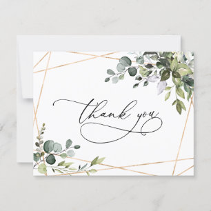 Carte De Remerciements Elégante aquarelle Eucalyptus Vert Or