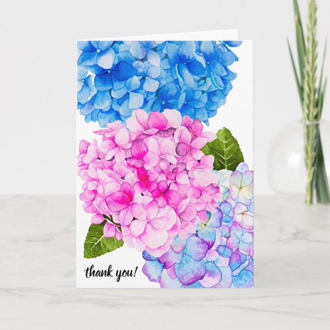 Carte De Remerciements Elégante aquarelle Fleurs d'été | Merci! (Devant)