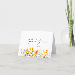 Carte De Remerciements Elégante aquarelle Fleurs sauvages Mariage botaniq