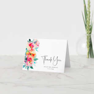 Carte De Remerciements Elégante aquarelle Fleurs sauvages Mariage botaniq