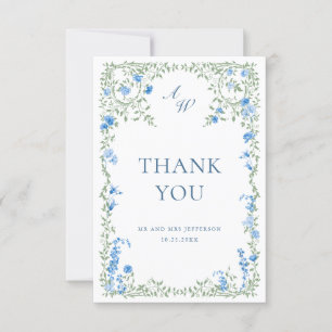 Carte De Remerciements Elégante aquarelle Fleurs sauvages Mariage floral