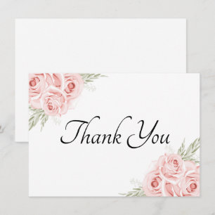 Carte De Remerciements Elégante aquarelle florale Jardin Rose rose