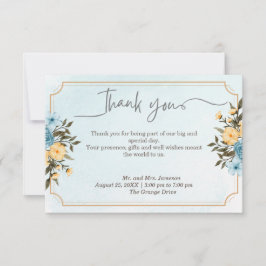 Carte De Remerciements Elégante aquarelle florale moderne Mariage de verd