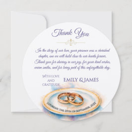 Carte De Remerciements Elégante aquarelle Golden Rose Mariage Cercles