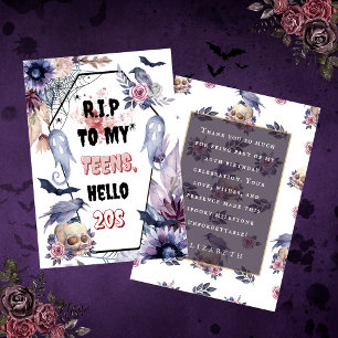 Carte De Remerciements Elégante aquarelle halloween rip 20 anniversaire a