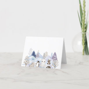 Carte De Remerciements Elégante aquarelle Hiver Arctic animaux baby show
