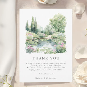Carte De Remerciements Elégante aquarelle Jardin d'été Paysage Mariage