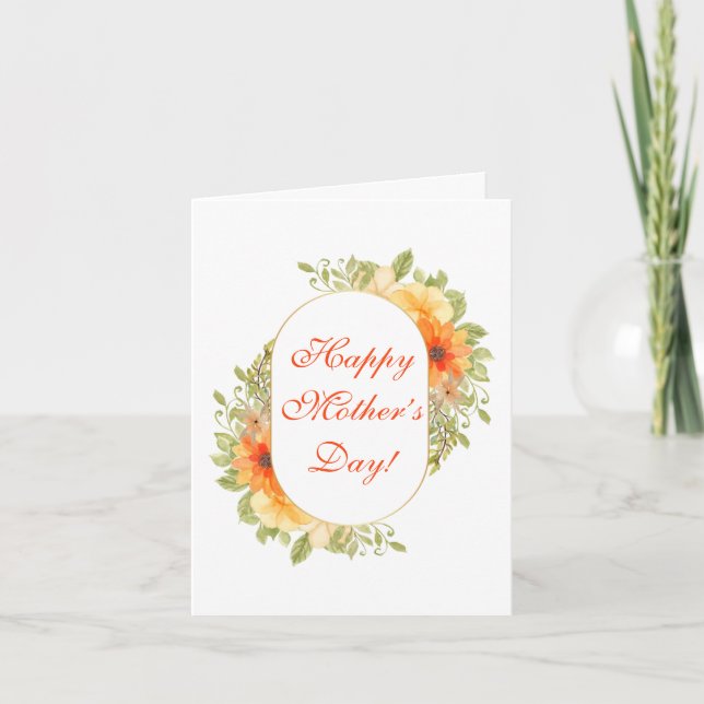 Carte De Remerciements Elégante Aquarelle Jaune Florale Avec Cadre Doré (Devant)