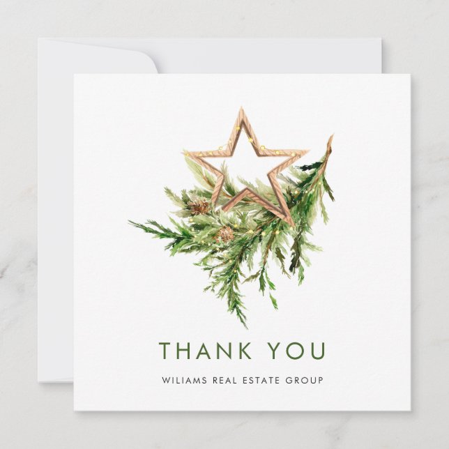 Carte De Remerciements Elégante aquarelle Noël d'entreprise (Devant)