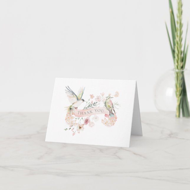Carte De Remerciements Elégante aquarelle Oiseaux floraux Colibri (Devant)