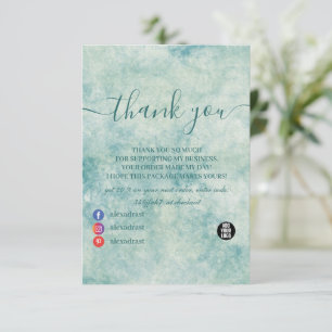 Carte De Remerciements Elégante aquarelle Turquoise