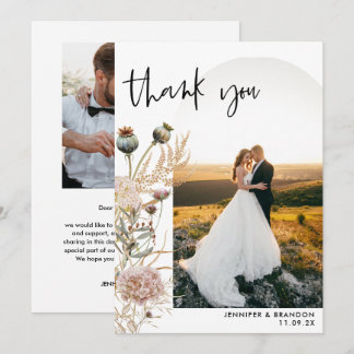 Carte De Remerciements Élégante arche de mariage florale d'automne Photo