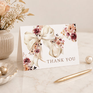 Carte De Remerciements Élégante Baby Shower Arc-en-Ciel Floral Ruban Chut