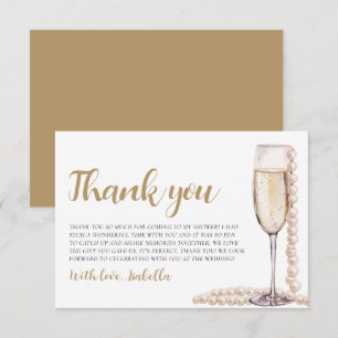 Carte De Remerciements Élégante Baby Shower aux Perles Modernes et Prosec