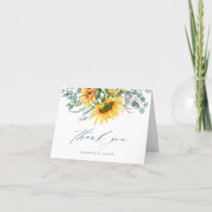 Carte De Remerciements Élégante Baby Shower Rustique au Tournesol