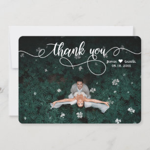 Carte De Remerciements Élégante calligraphie moderne Photo Mariage