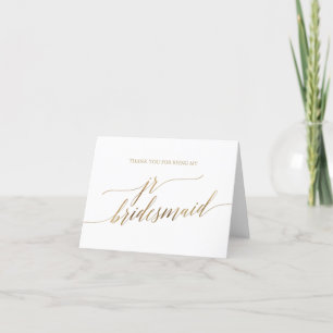 Carte De Remerciements Élégante calligraphie Or Jr Bridesmaid
