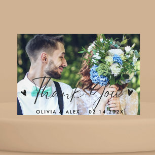 Carte De Remerciements Élégante calligraphie Personnalisée Mariage Photo 
