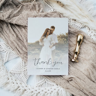 Carte De Remerciements Élégante calligraphie Personnalisée Mariage Photo