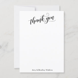 Carte De Remerciements Élégante calligraphie sur simple noir et blanc