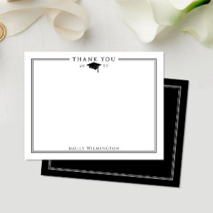 Carte De Remerciements Élégante casquette de graduation & Tassel noir & b