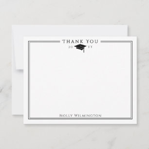 Carte De Remerciements Élégante casquette de graduation & Tassel noir & b