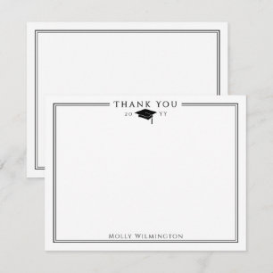 Carte De Remerciements Élégante casquette de graduation & Tassel noir & b