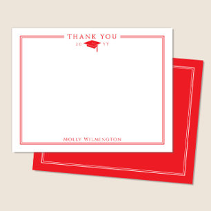 Carte De Remerciements Élégante casquette de graduation & Tassel Rouge br