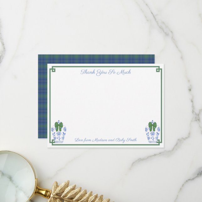 Carte De Remerciements Élégante Chinoiserie Baby shower de Noël Photo (Devant/Arrière en situation)