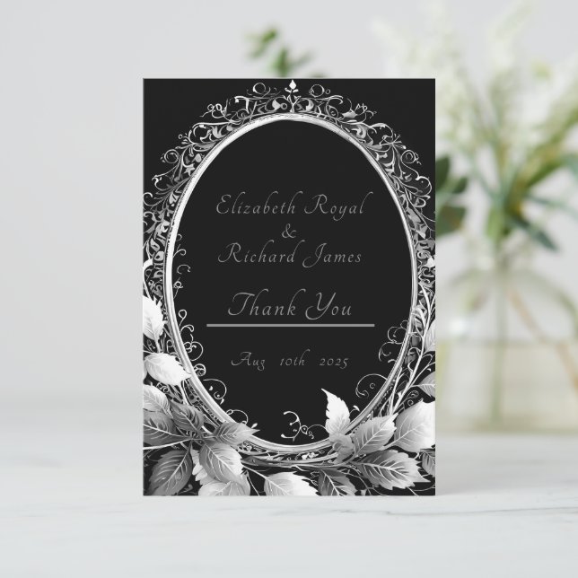 Carte De Remerciements Elégante collection de mariages à cadre floral (Debout devant)