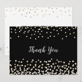 Carte De Remerciements Elégante Confetti en or argenté