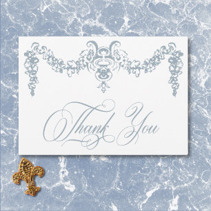 Carte De Remerciements Elégante Dusty Blue Chinoiserie Cherub Mariage