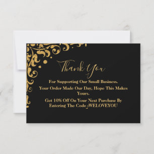 Carte De Remerciements Élégante entreprise Black and Gold