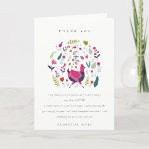 Carte De Remerciements Élégante ferme populaire brillant Floral Birdie Ba