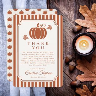Carte De Remerciements Élégante Fête de Bébé d'Automne avec Citrouilles e