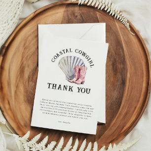 Carte De Remerciements Élégante Fête de Mariage de Cowgirl Côtière