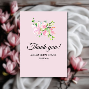 Carte De Remerciements Elégante Fête des mariées couleur rose Magnolia