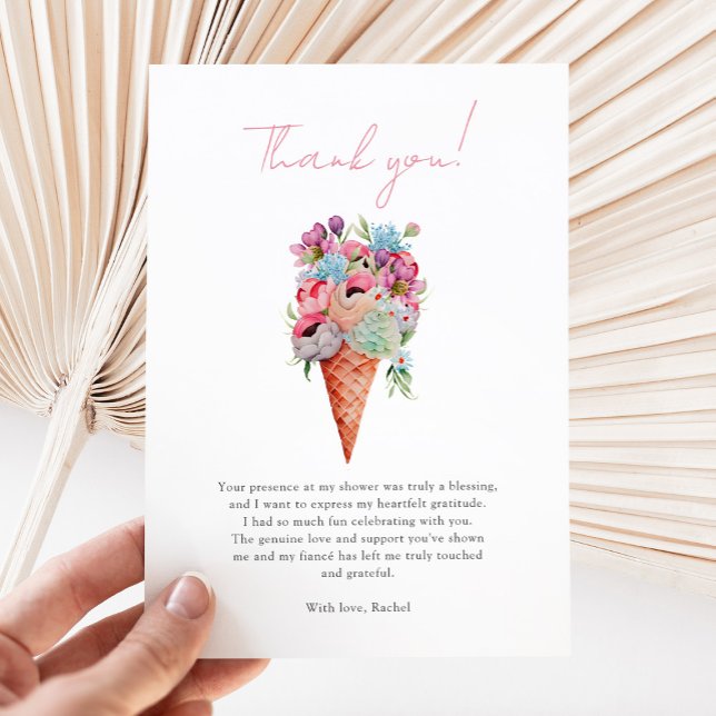 Carte De Remerciements Elégante Fête des mariées de glace florale (Créateur téléchargé)