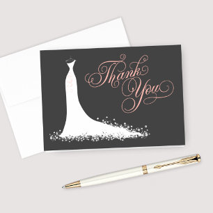 Carte De Remerciements Élégante Fête des mariées de Mariage rose pâle