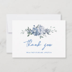 Carte De Remerciements Elégante Fête des mariées Florale Dusty Blue