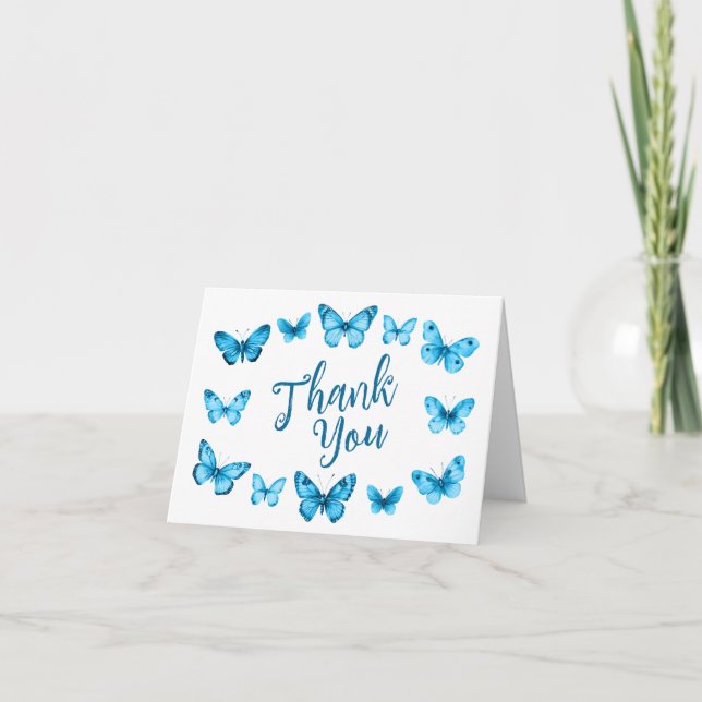 Carte De Remerciements Elégante Fête des mariées papillons PERSONNALISÉE (Devant)